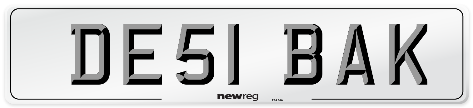 DE51 BAK Number Plate from New Reg